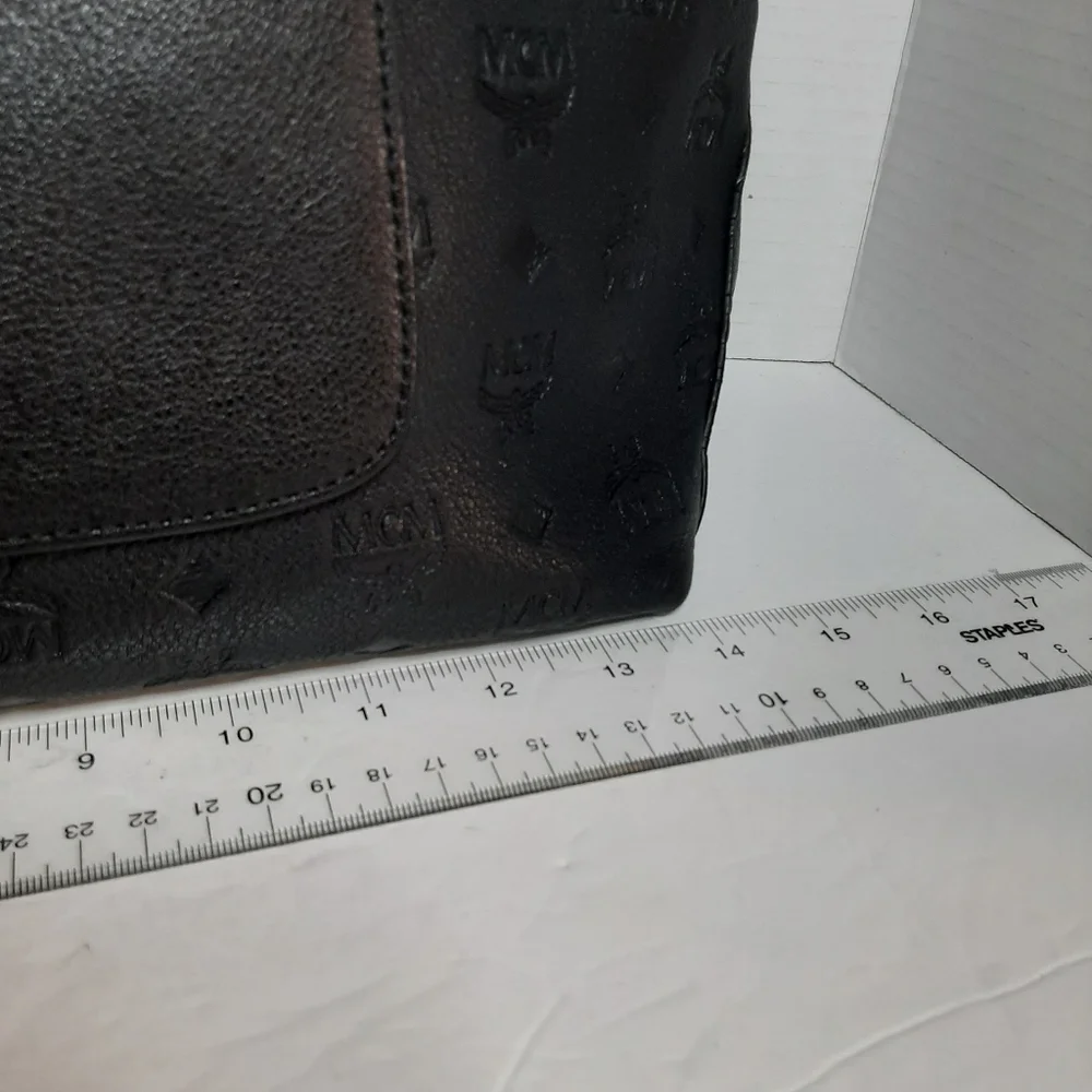 Black Embossed Crossbody Bag with Red Trim